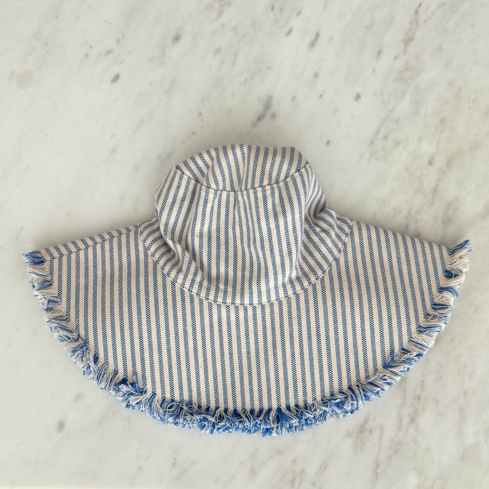NWT! Hat Attack Packable Sun Hat, Blue & White Stripes